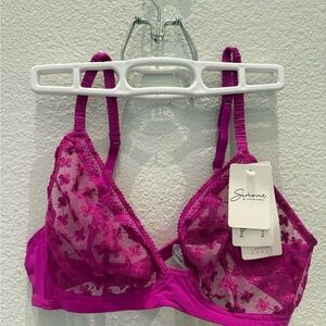Simone Perele Fuchsia Floral Lace Bralette and Underwear New with Tags